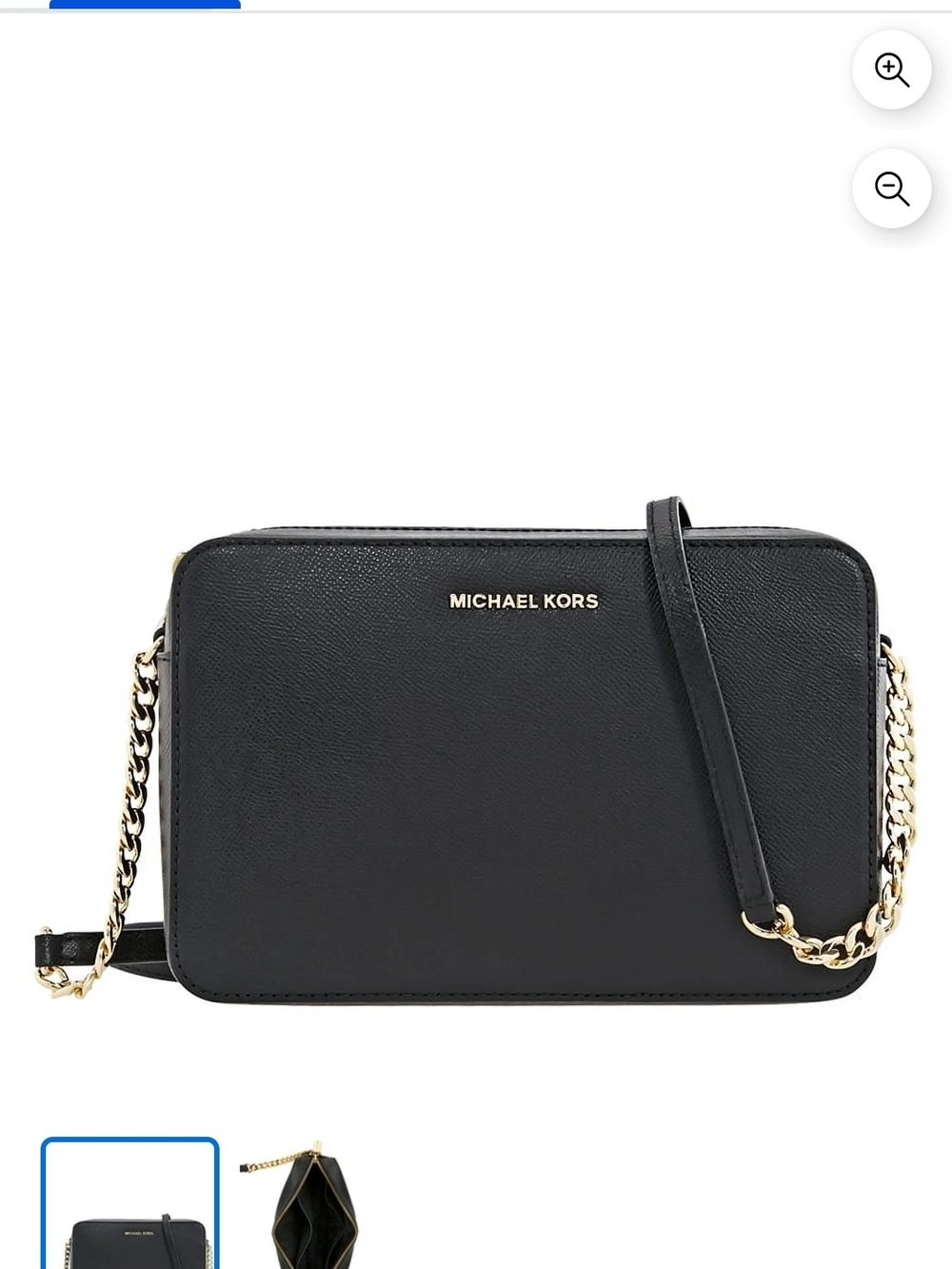 Michael Kors Black Leather Crossbody with Gold Chain